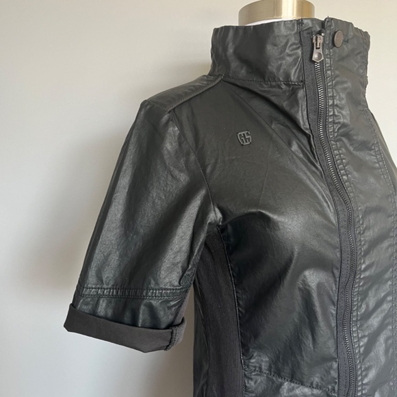 G Star Raw Steam Mini Mock Neck Coated Cotton Black Full Zip Short Sleeve Dress - Picture 12 of 14